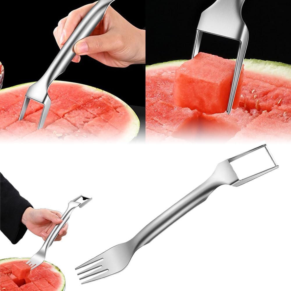 2-In-1 Stainless Steel Fruit Cutter, 2024 New Portable Watermelon Cutter Slicer Tool Melon Cube Cutter, Watermelon Windmill Fork Slicer Cutter for Summer Family Party Camping (1 Pc) 2-In-1 Stainless Steel Fruit Cutter, 2024 New Portable Watermelon Cutter Slicer Tool Melon Cube Cutter, Watermelon Windmill Fork Slicer Cutter for Summer Family Party Camping (1 Pc)