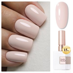 Double Rhythm 15ML Gel Polish Jelly Sheer Pastel Light Milky Color 1 PC 0.53 OZ Bottle UV Nail Polish Art Salon at Home for Women Girls (Nude Pink-B-A1332)