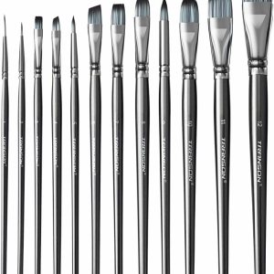 Transon Artist Paint Brush Set of 12 for Watercolor Acrylic Gouache oil and Tempera Painting