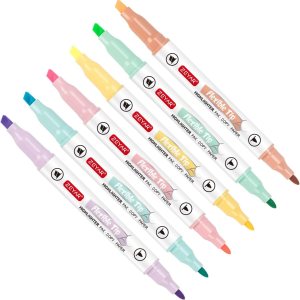 ZEYAR Highlighter, Dual Tip Marker Pen, Chisel and Fine Tips, Flexible Tip and Soft Touch, Water Based, Assorted Colors, Quick Dry (6 Macaron Colors)