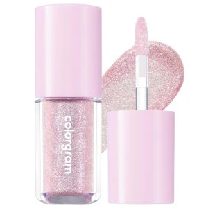 COLORGRAM Milk Bling Shadow 14 Cool Pink Ending | Pigmented Glistening Liquid Glitter Eyeshadow, Long-lasting Shimmer to Matte, Infused with different sized Glittery Pearls