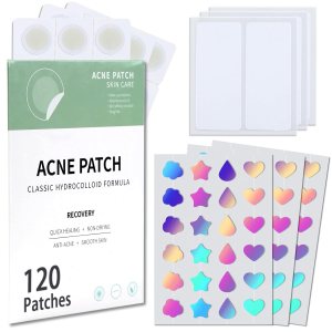 Acne Pimple Patches for Face, Hydrocolloid Acne Cover Patch Cute Star Heart Shape, Large Pimple Patch for Zit Breakouts and Blemish Spot Stickers 120 Pack