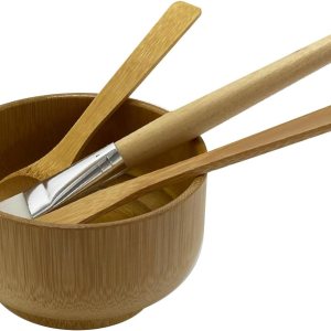 Face Mask Mixing Bowl Set Bamboo,4 Pack Diy Facial Tools For Skin Care,Facemask Mixing Tool Kit With Facial Mask Bowl,Spatula,Spoon,Brush Applicator,Facial Esthetician Supplies