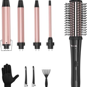 Curling Wand, Curling Iron Brush and Curling Iron Set 0.35 to 1.5 Inch Thermal Curling Brush Hot Styler Tool for Hair Curler (0.35-1.5inch)