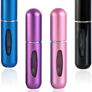 Portable Mini Refillable Perfume Atomizer Bottle,Refillable Perfume Spray,Atomizer Bottom Refill Scent Pump Case,Traveling and Outgoing 4 Pcs Pack of 5ml