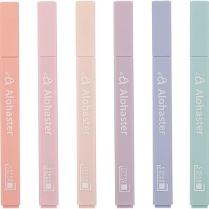 Alohaster HPSIZEE Aesthetic Cute Highlighters Mild Assorted Colors With Soft Chisel Tip, No Bleed Dry Fast Easy to Hold, for Journal Bible Planner Notes School Office Supplies, 6 Pack – Youth