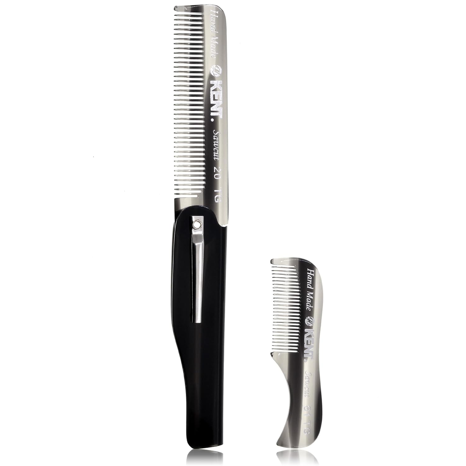 Kent 20T Handmade Fine Tooth Graphite Folding Comb + 81T Hand Made Pocket Comb for Beard and Mustache – Beard Growth/Fine Tooth Comb – Beard Straightener for Men and Beard Grooming Kit Kent 20T Handmade Fine Tooth Graphite Folding Comb + 81T Hand Made Pocket Comb for Beard and Mustache – Beard Growth/Fine Tooth Comb – Beard Straightener for Men and Beard Grooming Kit