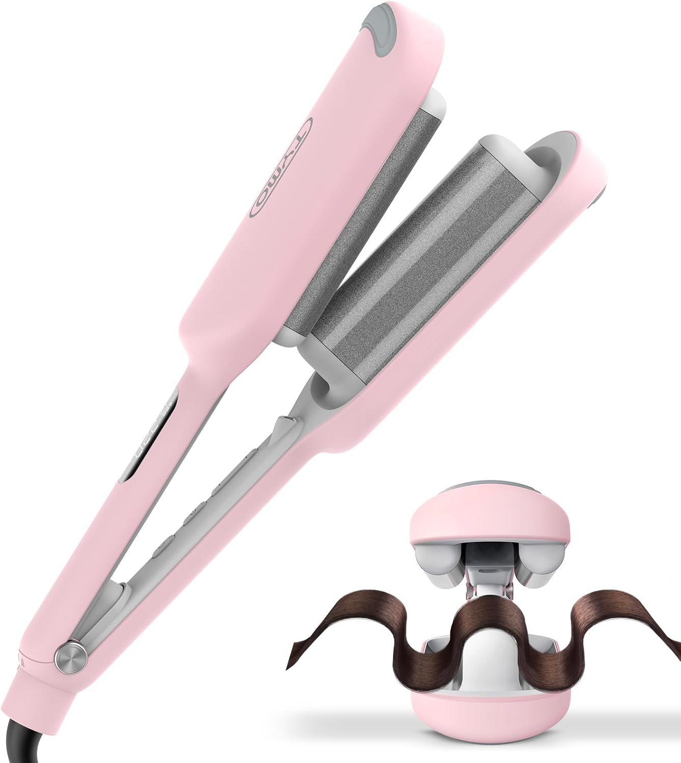 Hair Crimper Waver Hair Tool – TYMO ROVY Deep Waver Curling Iron, Ionic Beach Waves Curling Wand with Ceramic Tourmaline Barrel for Women, Anti-Scald, Quick & Easy, Dual Voltage, Pink Hair Crimper Waver Hair Tool – TYMO ROVY Deep Waver Curling Iron, Ionic Beach Waves Curling Wand with Ceramic Tourmaline Barrel for Women, Anti-Scald, Quick & Easy, Dual Voltage, Pink