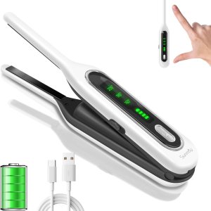 SUNMAY Cordless Mini Flat Iron, 3/10” Small Cordless Hair Straightener for Short Hair, Portable Pencil Flat Iron with 5000mAh Battery, 2 in 1 Flat Iron Hair Straightener & Curler for Travel