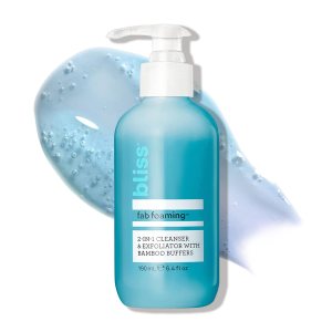 Bliss Fab Foaming 2-In-1 Cleanser and Exfoliator with Bamboo Buffers – 6.4 Fl Oz – Oil-Free Gel Face Wash – Makeup Remover – Vegan & Cruelty Free
