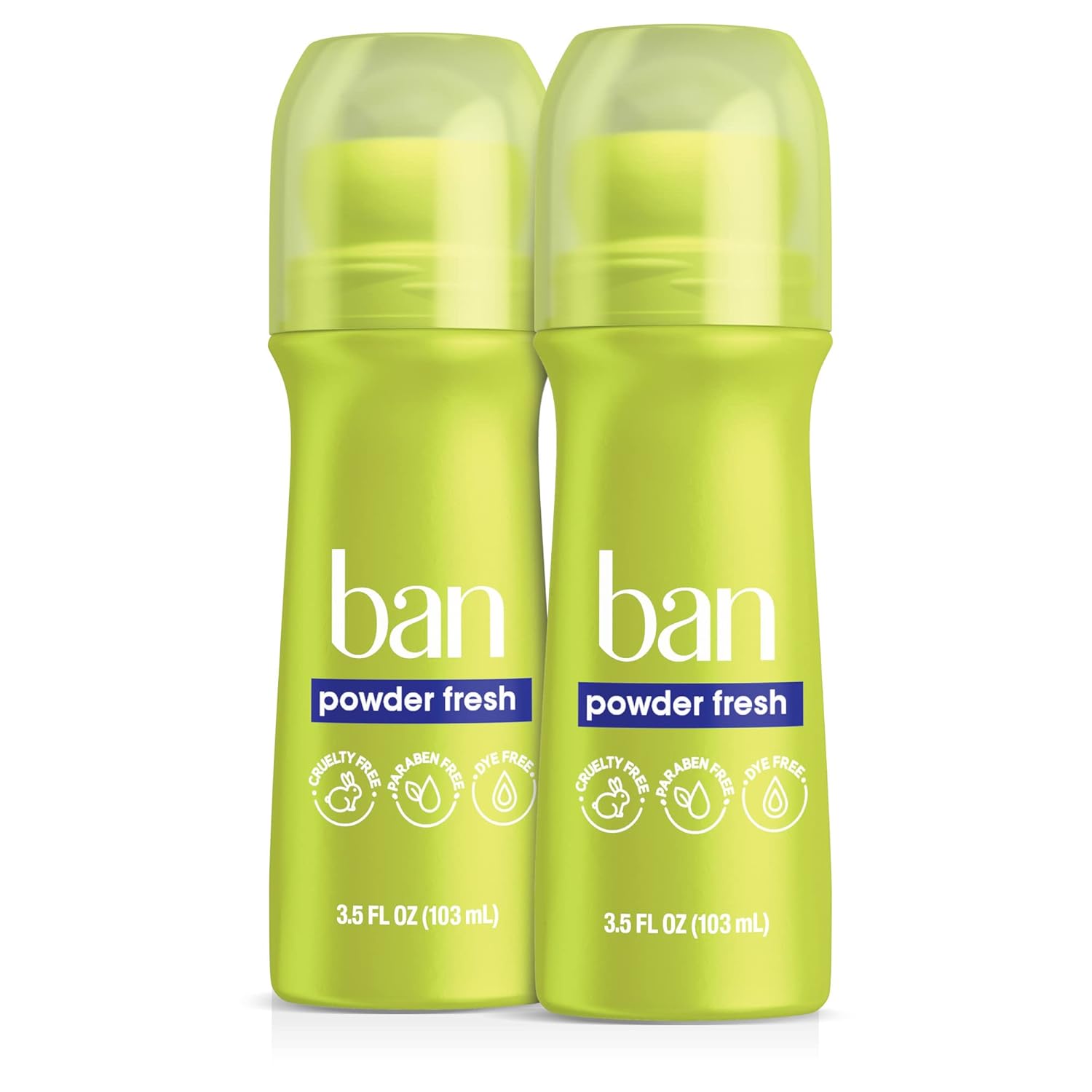 Ban Powder Fresh 24-hour Invisible Antiperspirant, Roll-on Deodorant for Women and Men, Underarm Wetness Protection, with Odor-fighting Ingredients, 3.5 Fl Oz (Pack of 2) Ban Powder Fresh 24-hour Invisible Antiperspirant, Roll-on Deodorant for Women and Men, Underarm Wetness Protection, with Odor-fighting Ingredients, 3.5 Fl Oz (Pack of 2)