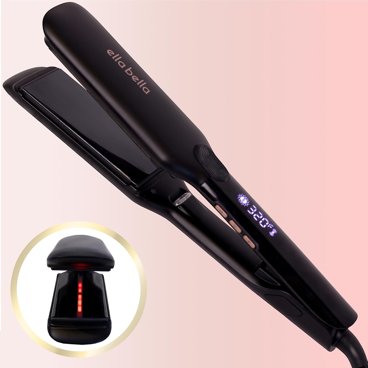 ELLA BELLA® Titanium Flat Iron Hair Straightener (with Infrared) • Professional Straightening Iron • Digital Display to Accurately Control Temperature • As Featured in Good Housekeeping ELLA BELLA® Titanium Flat Iron Hair Straightener (with Infrared) • Professional Straightening Iron • Digital Display to Accurately Control Temperature • As Featured in Good Housekeeping