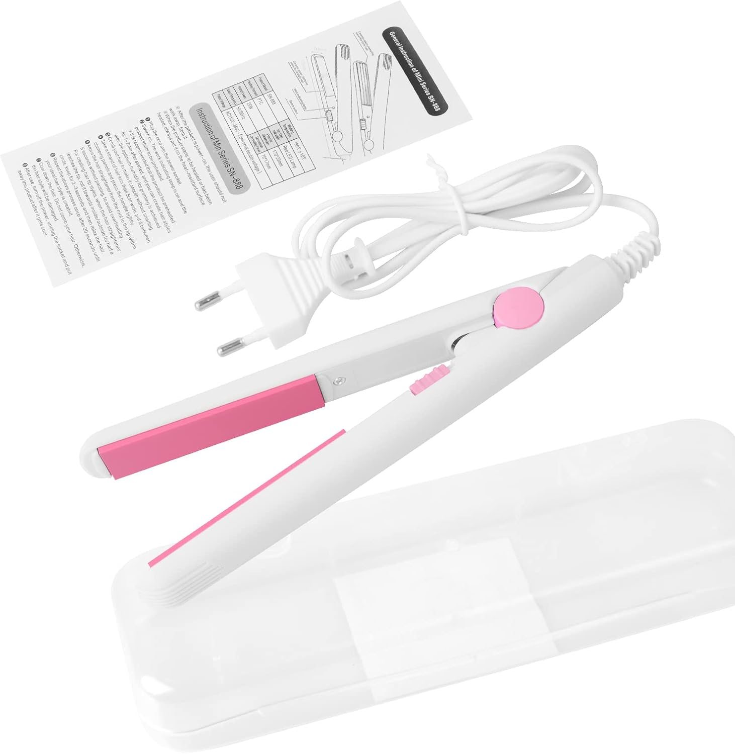 2 in 1 Mini Hair Straightener, US Plug, Ceramic Tourmaline Plate, Beauty Flat Iron Heating Curler Small Lightweight Portable Mini Flat Iron Curler for Home (White) 2 in 1 Mini Hair Straightener, US Plug, Ceramic Tourmaline Plate, Beauty Flat Iron Heating Curler Small Lightweight Portable Mini Flat Iron Curler for Home (White)