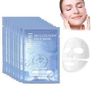 Bio-Collagen Real Deep Mask, Bio Collagen Face Mask, Collagen Reverse Film Peel off Mask for Face, Pure Collagen Films, Hydrating Face Mask Prevent Fine Lines (8sheet)