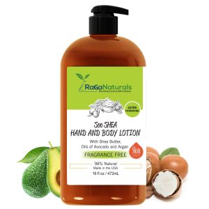 Body Lotion- Unscented Shea Butter, Argan, Avocado, Vitamin E & B5- Plant Based, All Natural, Fragrance Free, Non-Greasy, Vegan, Moisturizer, Hydrate Dry Skin- Women, Men, Kids – 16 Fl Oz