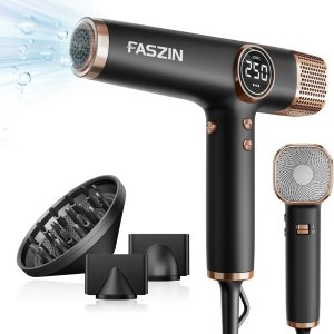 Hair Dryer, Lightweight Blow Dryer with 110000 RPM High Speed Motor for Fast Drying, Professional 200 Million Ionic Hair Dyers for Women & Men, Low Noise Hairdryer, with 3 Magnetic Nozzle