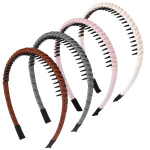 4pcs Fashion Headbands for Women Non Slip Hair Comb Head Bands with Teeth Men Headbands Zig Zag Headbands Sports Hair Bands Curly Hair Accessories diademas para mujer de moda