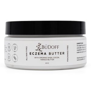 Soothing Eczema, Acne, Dry, Itchy Sensitive Skin Relief Body Butter | Organic Shea, Cocoa, and Mango Butter | For All Skin Types | Fragrance Free | 24 Hour Relief | 8 Oz Tub