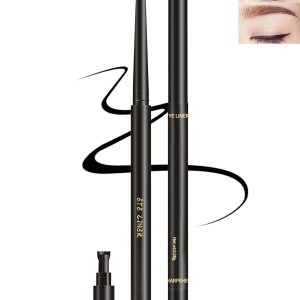 Black Gel Eyeliner for Mature Women,Waterproof Smudge-proof Gel Eyeliner Pencil Long Lasting 24H Retractable Eyeliner Matte Cream Eye Makeup Pen with Sharpener Eye Liner for Older Women Sensitive Eyes