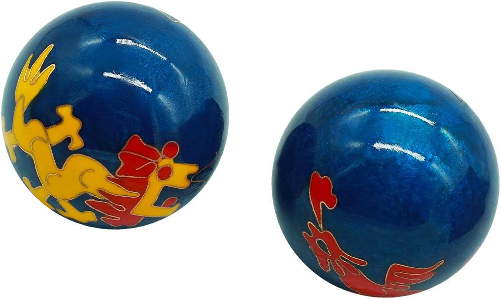 BRABUD 1.5” Cloisonne Health Hand Balls Carved Dragon and Phoenix Pattern Exercise Stress Balls Craft Collection BS148 (S, Blue) BRABUD 1.5” Cloisonne Health Hand Balls Carved Dragon and Phoenix Pattern Exercise Stress Balls Craft Collection BS148 (S, Blue)