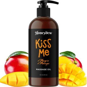 Mango Sensual Massage Oil for Couples – Alluring Tropical Full Body Massage Oil for Date Night and Nourishing Body Oil with Sweet Almond Oil – Vegan Non Greasy Smooth Gliding Formula (16 Fl Oz)