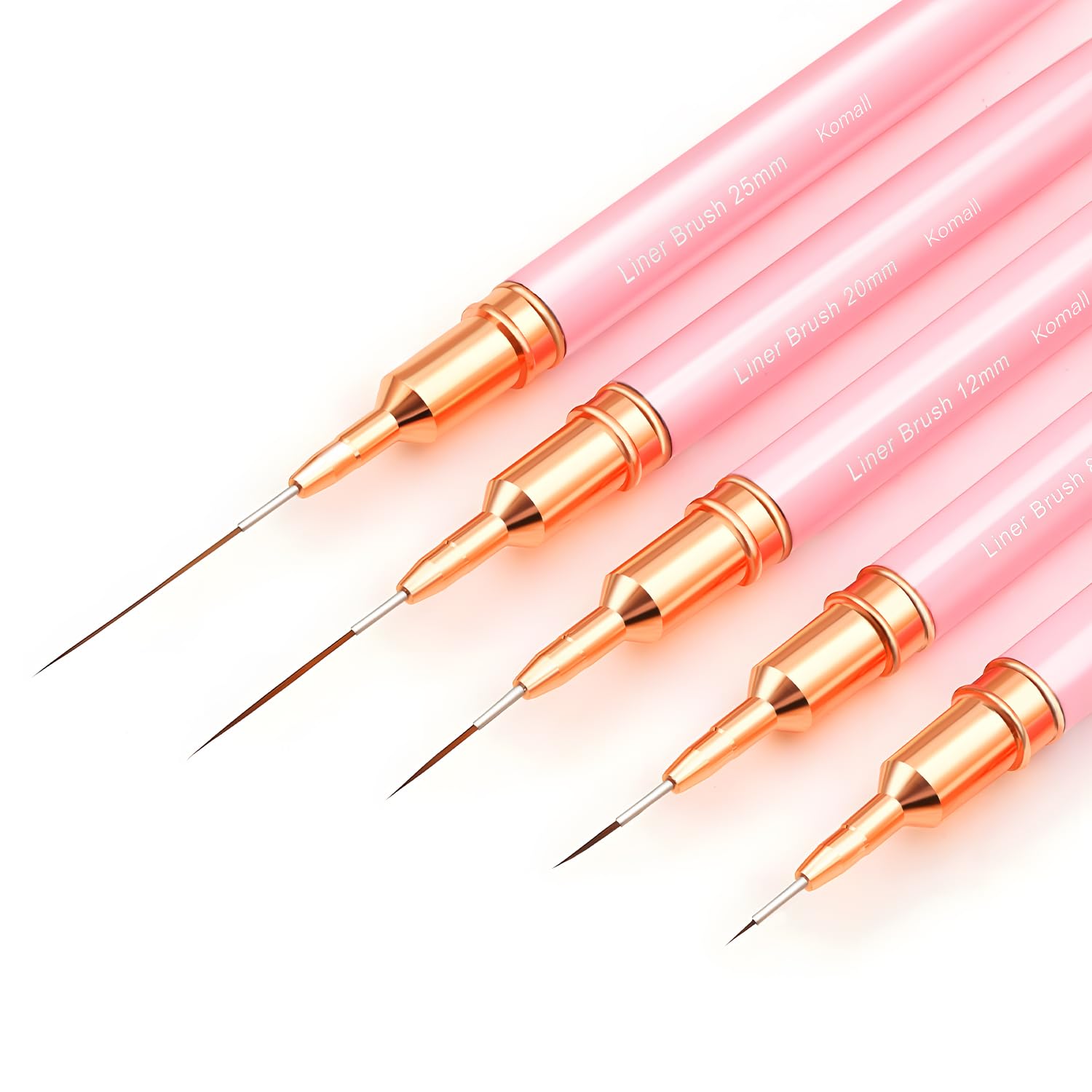 Nail Art Liner Brushes, 5Pcs Painting Nail Art Brush Set Nail Dotting Drawing Tool for Long Lines, Thin Details, Fine Drawing Sizes 4/8/12/20/25mm(Pink) Nail Art Liner Brushes, 5Pcs Painting Nail Art Brush Set Nail Dotting Drawing Tool for Long Lines, Thin Details, Fine Drawing Sizes 4/8/12/20/25mm(Pink)