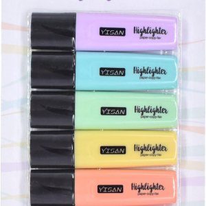 YISAN Highlighters Pastel Markers,Chisel Tip 6 Assorted Colors Pens,Stationary Supplies for Office,School,70054