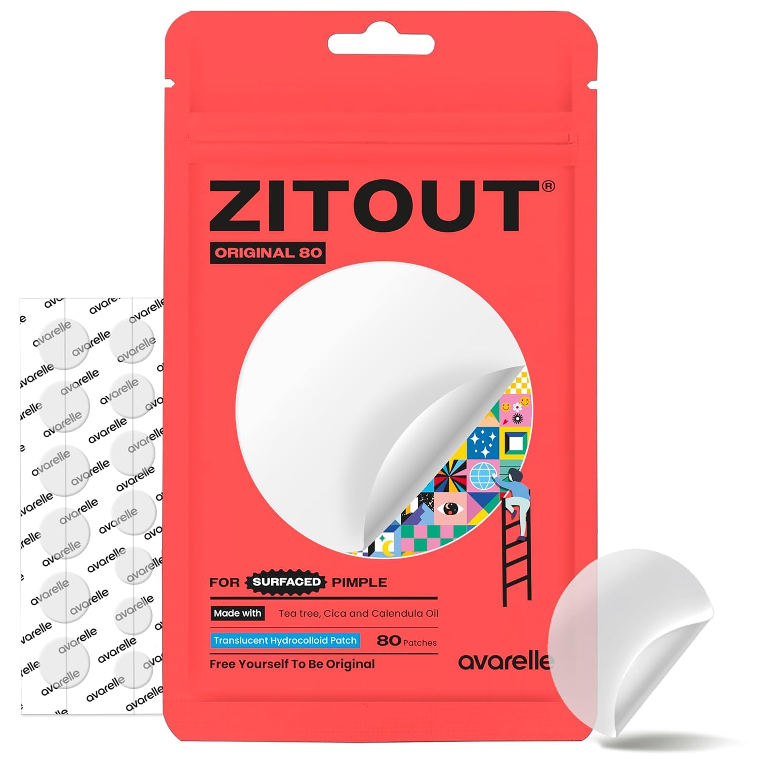 AVARELLE Pimple Patches for Face | ZITOUT™ Hydrocolloid Acne Patches for Covering Blemishes | FSA HSA Zit Patches with Tea Tree, Calendula, & Cica | HSA Store Eligible Items (12 mm, 80, Count) AVARELLE Pimple Patches for Face | ZITOUT™ Hydrocolloid Acne Patches for Covering Blemishes | FSA HSA Zit Patches with Tea Tree, Calendula, & Cica | HSA Store Eligible Items (12 mm, 80, Count)