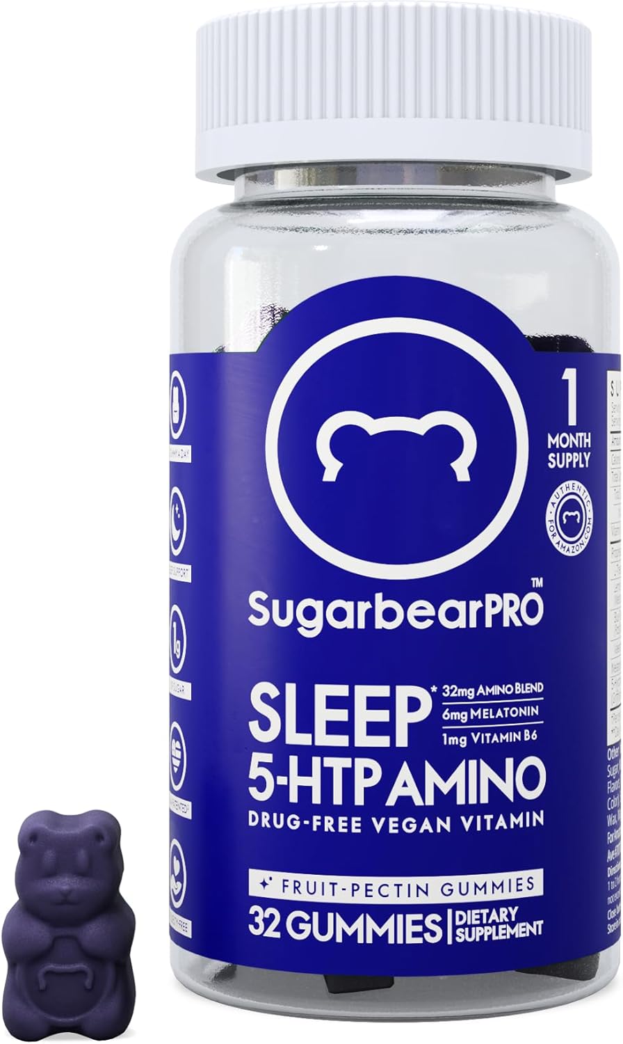 SugarbearPro Sleep Gummy for Adults with Extra Strength Melatonin 6mg, Magnesium, L-Theanine, 5 HTP, B6, Valerian Root, Lemon Balm – Chewable Sleep Supplement, Vegan Sleep Aid Vitamins-1 Month Supply SugarbearPro Sleep Gummy for Adults with Extra Strength Melatonin 6mg, Magnesium, L-Theanine, 5 HTP, B6, Valerian Root, Lemon Balm – Chewable Sleep Supplement, Vegan Sleep Aid Vitamins-1 Month Supply