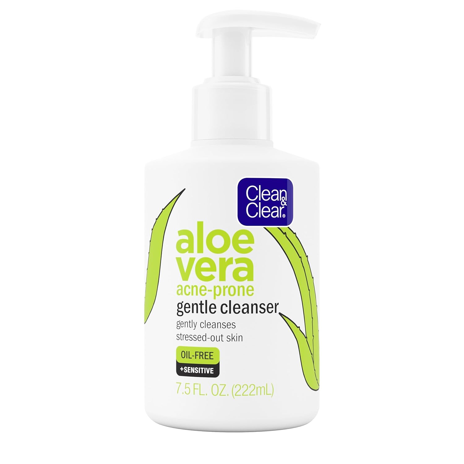 Clean & Clear Aloe Vera Gentle Facial Cleanser for Acne-Prone & Sensitive Skin, Oil-Free Daily Face Wash with Aloe Vera, Vegan, No Animal Testing, Paraben-, Soap- & Dye-Free, 7.5 fl. oz Clean & Clear Aloe Vera Gentle Facial Cleanser for Acne-Prone & Sensitive Skin, Oil-Free Daily Face Wash with Aloe Vera, Vegan, No Animal Testing, Paraben-, Soap- & Dye-Free, 7.5 fl. oz