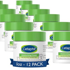 Cetaphil Face & Body Moisturizer, Hydrating Moisturizing Cream for Dry to Very Dry, Sensitive Skin, NEW 1 Oz 12 Pack, Fragrance Free, Non-Comedogenic, Non-Greasy