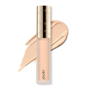Jouer Essential High Coverage Liquid Concealer – Brightening Concealer – Color Corrector for Under Eye Dark Circles, Spot Coverage, and Eye Primer – Soft Matte Finish, Wheat