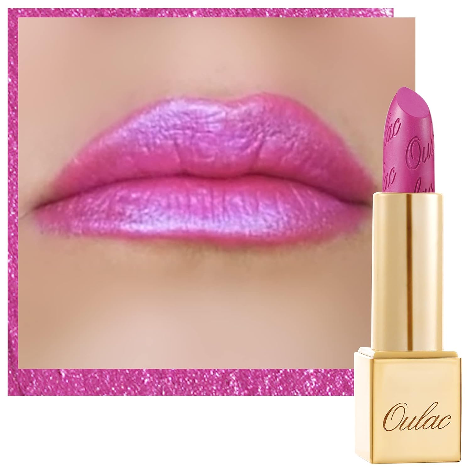 Oulac Pink Lipstick for Women with Metallic 3D Shine Lightweight Hydrating Formula, High Impact Lip Color, Full Coverage Lip Makeup, Velocity(15) Oulac Pink Lipstick for Women with Metallic 3D Shine Lightweight Hydrating Formula, High Impact Lip Color, Full Coverage Lip Makeup, Velocity(15)