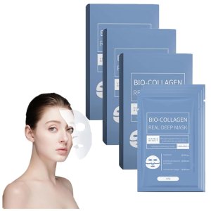 Bio Collagen Mask – Deep Collagen Overnight Mask, Deep Collagen Anti Wrinkle Lifting Mask, Bio-Collagen Mask With Low Molecular Weight Collagen For Elasticity, Firming And Moisturizing (12pcs)