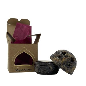 Auric Blends Temple Essence Solid Perfume – Hand-Crafted Royal Amber Scent in Hand-Carved Soapstone, Made in USA, Beeswax & Coconut Oil Blend, Travel-Friendly, 0.2 oz