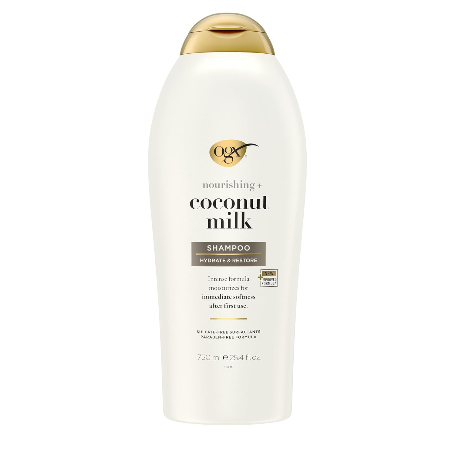 OGX Nourishing + Coconut Milk Shampoo, Hydrating & Restoring Shampoo Moisturizes for Soft Hair After the First Use, Paraben-Free, Sulfate-Free Surfactants, 25.4 fl. oz OGX Nourishing + Coconut Milk Shampoo, Hydrating & Restoring Shampoo Moisturizes for Soft Hair After the First Use, Paraben-Free, Sulfate-Free Surfactants, 25.4 fl. oz