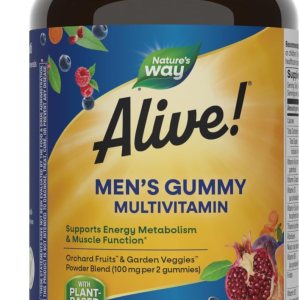 Nature’s Way Alive! Men’s Daily Gummy Multivitamin, Supports Energy Metabolism*, Muscle Function*, B-Vitamins, B-Vitamins, Gluten-Free, Vegetarian, Fruit Flavored, 60 Gummies (Packaging May Vary)