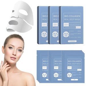 Bio-Collagen Real Deep Mask,Sungboon Collagen Mask, Deep Collagen Anti Wrinkle Lifting Mask,Korean Deep Collagen Mask Hydrating Overnight Mask, Pore Minimizing, Improve Elasticity (12PCS)