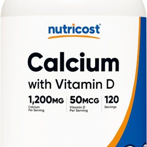 Nutricost Calcium with Vitamin D, 240 Tablets – Calcium (1200mg) Vitamin D (50mcg) Per Serving – Non-GMO, Gluten Free
