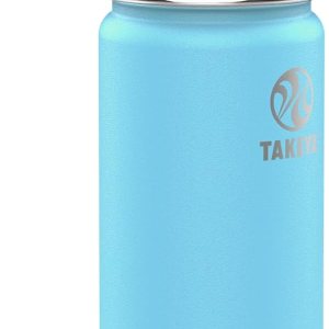 Takeya Actives Kids 18 oz Glow In The Dark Insulated Stainless Steel Water Bottle with Straw Lid, Glow Worm Blue