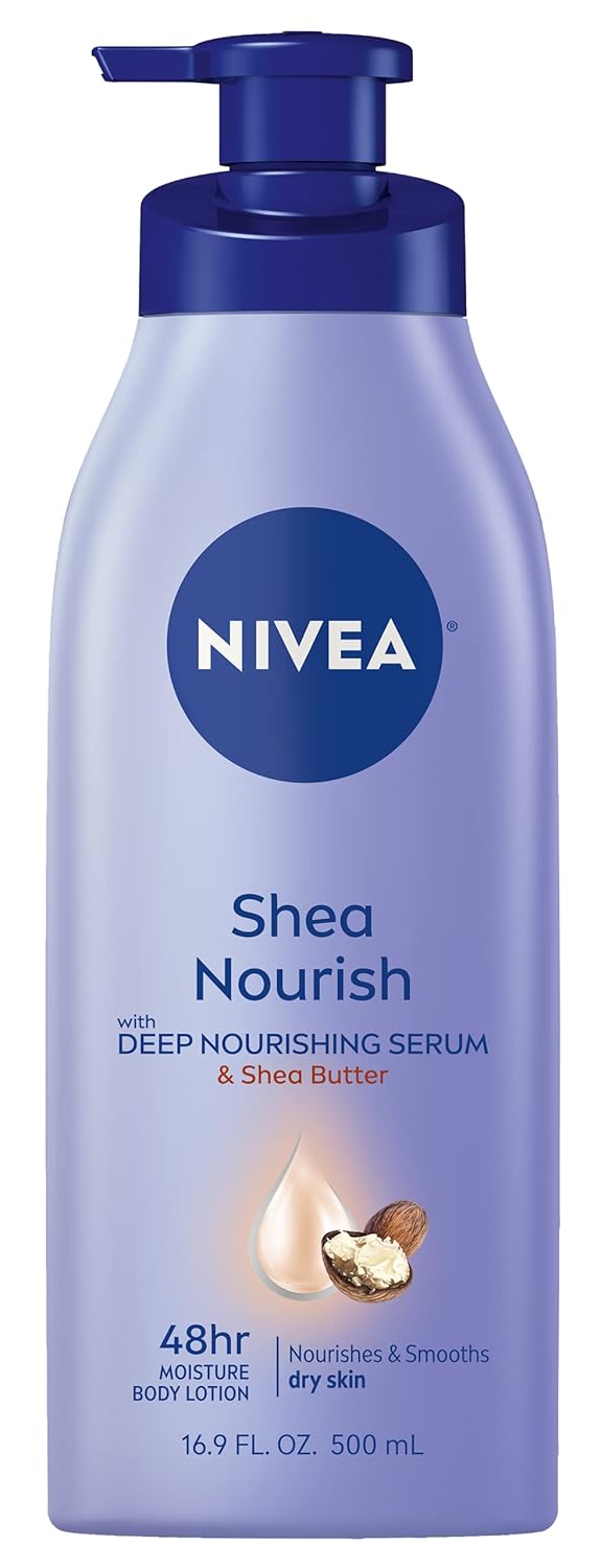 NIVEA Shea Nourish Body Lotion, Dry Skin Lotion with Shea Butter, Moisturizing Lotion for Dry Skin, 16.9 Fl Oz Pump Bottle NIVEA Shea Nourish Body Lotion, Dry Skin Lotion with Shea Butter, Moisturizing Lotion for Dry Skin, 16.9 Fl Oz Pump Bottle