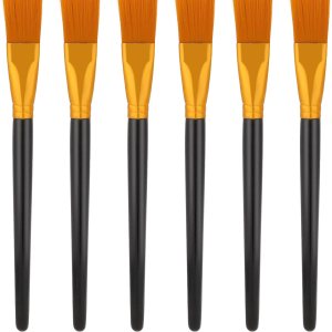 6Pcs Flat Paint Brush Set Acrylic Paint Brushes 1 inch Watercolor Acrylic Paint Brush Synthetic Nylon Oil Painting Brushes for Acrylic, Watercolor, Oil, Crafts, Face Body Art