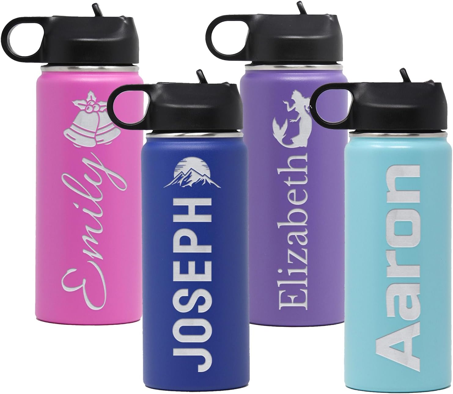 Personalized Name and Icon Logo Insulated Stainless Steel Water Bottle with Flip Top Lid & Straw Custom Gift for Him or Her, Adults and Kids 18 oz. Personalized Name and Icon Logo Insulated Stainless Steel Water Bottle with Flip Top Lid & Straw Custom Gift for Him or Her, Adults and Kids 18 oz.