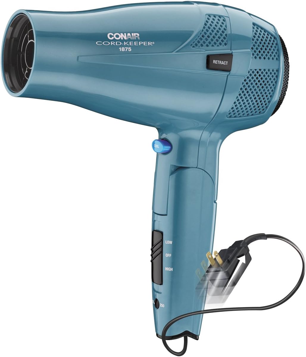 Conair Hair Dryer with Folding Handle and Retractable Cord, 1875W Travel Hair Dryer, Conair Blow Dryer Conair Hair Dryer with Folding Handle and Retractable Cord, 1875W Travel Hair Dryer, Conair Blow Dryer