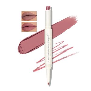 Boobeen Double-ended Lipstick Lip Liner Makeup Velvet Lipgloss Lipstick, Creamy Lip Pencil for Women Matte Long-lasting Matte Satin Finish, Nourishing and Non-fading