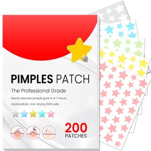 Pimple Patches for Face, 3 Sizes 200 Count Hydrocolloid Acne Patches, Cute Star Covering Zits and Blemishes, Colorful Spot Stickers with Hyaluronic Acid, Tea Tree Oil & Centella Oil
