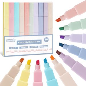 Bible Highlighters, 10 Packs Highlighters Assorted Pastel Colors, No Bleed, Chisel Tip, Aesthetic Cute Highlighters, Ideal School Office Supplies