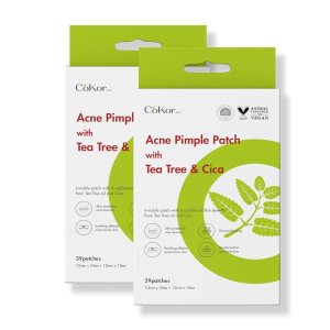 (GET 1 More FREE) CoKor Zone Korean Acne Pimple Patches (2-Pack 78 Count) Tea Tree&Cica Hydrocolloid bandages for Acne, Pimple and Blemish, Spot Treatment sticker for Face and Skin K-Beauty