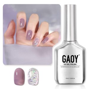 GAOY Purple Glitter Gel Nail Polish, 16ml 2 Colors 1681 1682 Jelly Shimmer Soak Off UV Gel Polish Set for Nail Art DIY Manicure at Home, Glittering Lavender