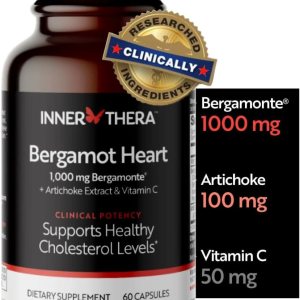 1000mg Advanced Formula+, Bergamot Supplement, Patented Bergamonte®, Clinically Proven, Supports Healthy Cholesterol, Formulated with Vitamin C and Artichoke Extract, 60 Capsules